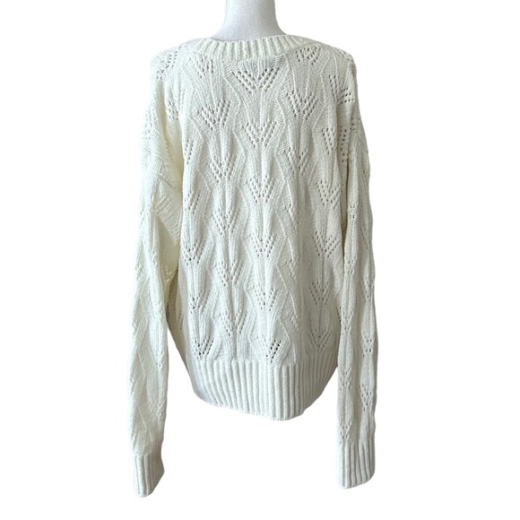 BCBG Max Azria Crewneck Chenille Long Sleeve Sweater Women SZ Large Ivory Fall - Picture 5 of 8